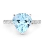 Ring - 14 karaat Witgoud - 3.03ct. tw. Aquamarijn - Diamant