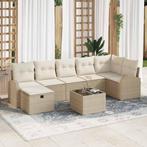 vidaXL 8-delige tuinset met kussens in beige poly rattan, Verzenden, Nieuw