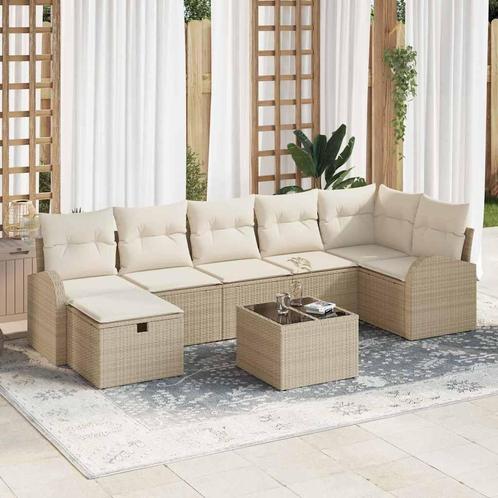 vidaXL Tuinbank Set met kussen 8 pcs beige en crèmekleurig, Tuin en Terras, Tuinsets en Loungesets, Nieuw, Verzenden