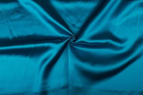 Satijn stof waterblauw - Polyester stof 15m op rol, Hobby en Vrije tijd, Stoffen en Lappen, 120 cm of meer, 200 cm of meer, Blauw