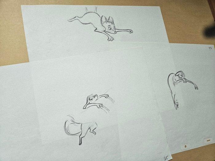 Walt Disney Studios - 3 Original animation drawings - The, Verzamelen, Disney
