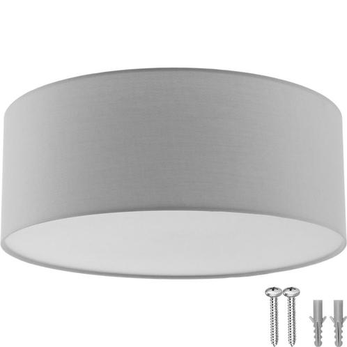 tectake Plafondlamp Circum, textielkap in linnenlook - grijs, Huis en Inrichting, Lampen | Hanglampen, Verzenden