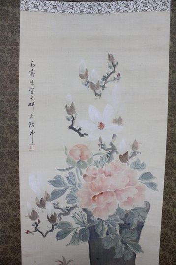Very fine painting Vase with flowers, signed - Taki Katei