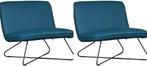 Set van 2 Blauwe leren industriële stoels zonder armleuning, Huis en Inrichting, Nieuw, 75 tot 100 cm, Leer, Ophalen of Verzenden