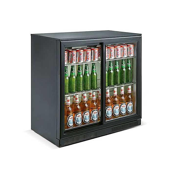 Barkoeler - 228 liter - met 2 schuifdeuren - Zwart, Zakelijke goederen, Horeca | Keukenapparatuur, Nieuw in verpakking, Koelen en Vriezen