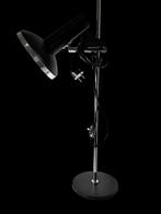 Minimalist Mid-Century Modern Chrome & Black Desk Lamp -