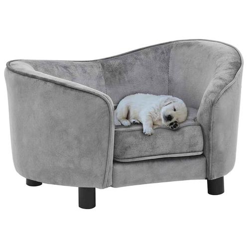 vidaXL Hondenbank 69x49x40 cm pluche grijs, Dieren en Toebehoren, Honden-accessoires, Nieuw, Verzenden