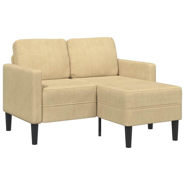 vidaXL 2-zitsbank met chaise L-vorm 125 cm linnen grijsgroen, Huis en Inrichting, Zetels | Zetels, Nieuw, Verzenden