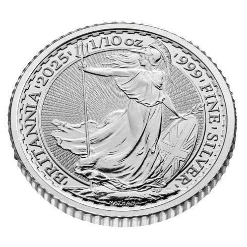 Royaume-Uni. 2025 1/10 oz £0.20 UK Silver Britannia Coin BU, Postzegels en Munten, Edelmetalen en Baren