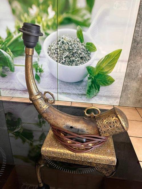Lamp - Verguld brons - Vintage lamp en hoorn, Antiek en Kunst, Curiosa en Brocante