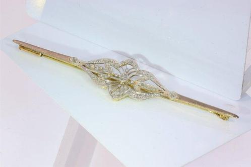 Zonder Minimumprijs - Broche - 18 karaat Geel goud Diamant, Handtassen en Accessoires, Antieke sieraden