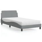 vidaXL Bed met matras stof lichtgrijs 100x200 cm, Huis en Inrichting, Slaapkamer | Bedden, Verzenden, Nieuw