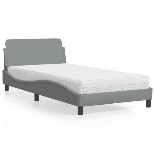 vidaXL Bed met matras stof lichtgrijs 100x200 cm, Huis en Inrichting, Slaapkamer | Bedden, Nieuw, Verzenden