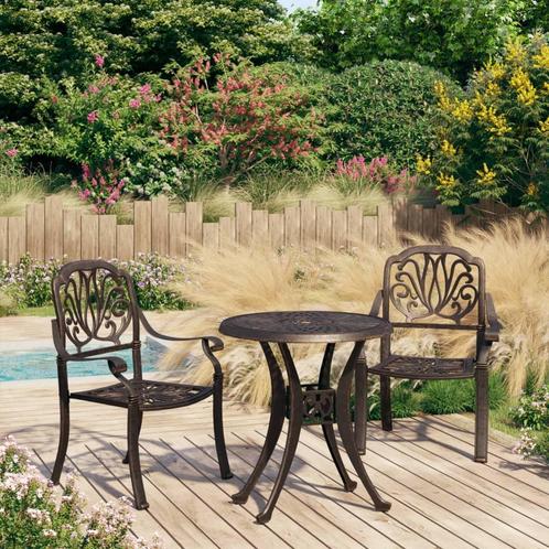 vidaXL Ensemble de bistro 3 pcs Aluminium coulé Bronze, Jardin & Terrasse, Ensembles de jardin, Neuf, Envoi