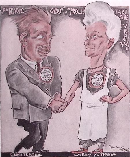 Spotprent In Nazi-Duitsland verboden Nederlandse radio ui..., Antiek en Kunst, Kunst | Litho's en Zeefdrukken, Verzenden