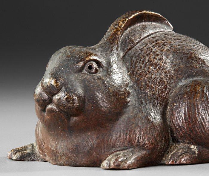 Okimono  van een konijn - Steengoed - Bizen’ware  -, Antiquités & Art, Antiquités | Autres Antiquités