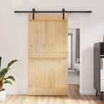 vidaXL Schuifdeur met beslag 100x210 cm massief grenenhout, Doe-het-zelf en Bouw, Deuren en Vliegenramen, Verzenden, Nieuw