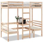 vidaXL Hoogslaper met bureau en stoelen massief grenenhout, Huis en Inrichting, Slaapkamer | Bedden, Verzenden, Nieuw