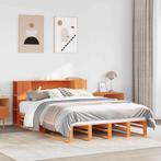 vidaXL Bed met boekenkast zonder matras hout wasbruin, Huis en Inrichting, Slaapkamer | Bedden, Verzenden, Nieuw