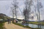 Paul Lecomte (1842-1920) - Bord de rivière en Normandie, Antiquités & Art