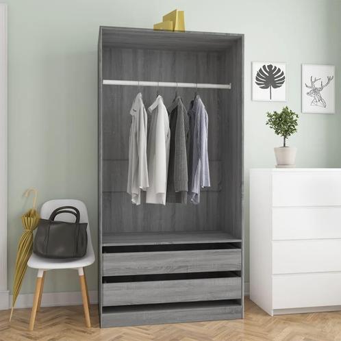 vidaXL Kledingkast 100x50x200 cm bewerkt hout grijs sonoma, Huis en Inrichting, Kasten | Kleerkasten, Nieuw, Verzenden