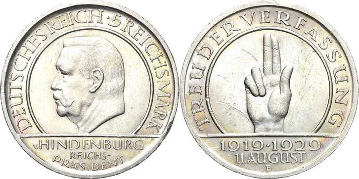 5 Reichsmark 1929 (MuntenenBankbiljetten-Duitslandvanaf1871), Postzegels en Munten, Munten | Europa | Niet-Euromunten, België