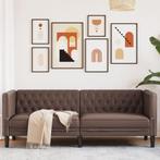 vidaXL Driezitsbank Chesterfield-stijl kunstleer bruin, Huis en Inrichting, Verzenden, Nieuw