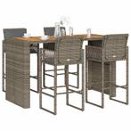 vidaXL 5-delige Tuinbarset met kussens poly rattan acacia, Tuin en Terras, Verzenden, Nieuw