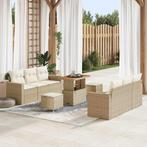 vidaXL 9-delig Tuin Sofa Set met Kussens in Beige - Poly, Tuin en Terras, Verzenden, Nieuw
