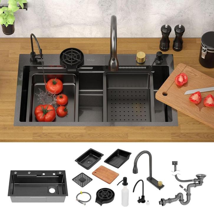 Spoelbak - Wasbak - Keuken - RVS - 80x46 cm - Antraciet - ML, Huis en Inrichting, Overige Huis en Inrichting, Verzenden