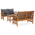 vidaXL 3-delige Loungeset met kussens massief acaciahout, Tuin en Terras, Verzenden, Nieuw, Loungeset