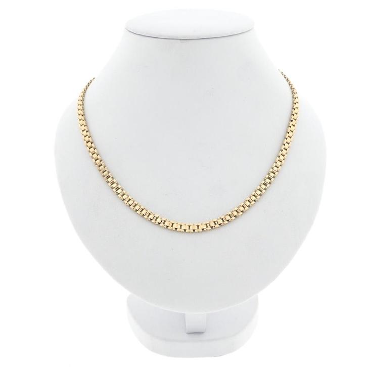 Gouden bismarkschakel ketting, Handtassen en Accessoires, Kettingen, Overige kleuren, Gebruikt, Goud, Ophalen of Verzenden