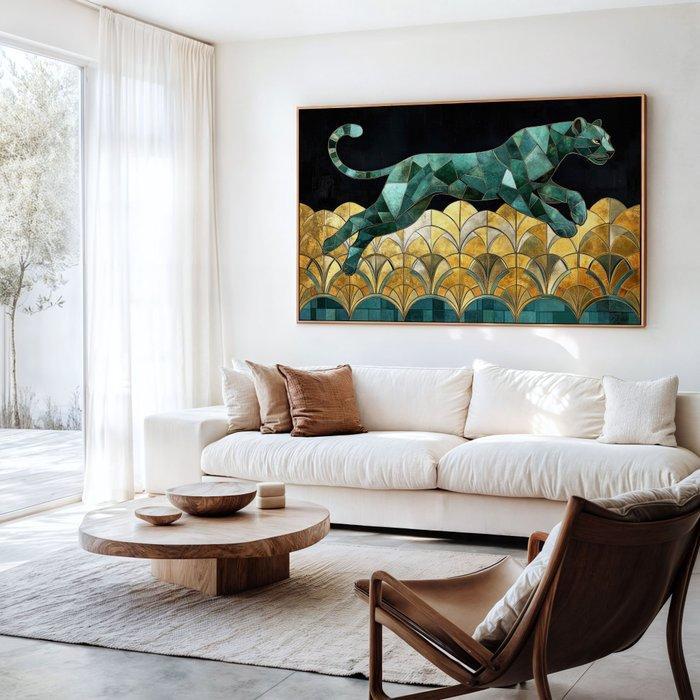 Iconica - Art Deco Emerald Panther - Unique 1/1 XXL (100x150, Antiquités & Art, Art | Objets design