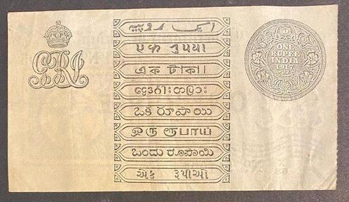 India. - 1 Rupee 1917 - A.C. McWatters - Pick 1b, Postzegels en Munten, Munten | Nederland