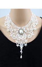 Ketting Kant Wit Steen Steampunk Lolita Witte Kanten Collar, Ophalen of Verzenden, Nieuw, Wit