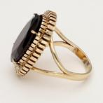 Ring - 14 karaat Geel goud - Granaat, Handtassen en Accessoires, Ringen, Nieuw