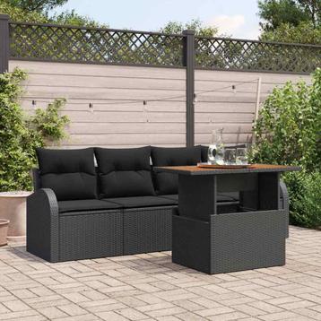vidaXL Tuinbank Set met kussen 5 pcs Zwart 100 x 55 x 73 cm, Verzenden