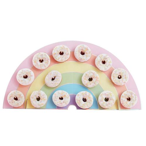 Regenboog Tafeldecoratie Donut Standaard 64cm, Hobby en Vrije tijd, Feestartikelen, Nieuw, Verzenden