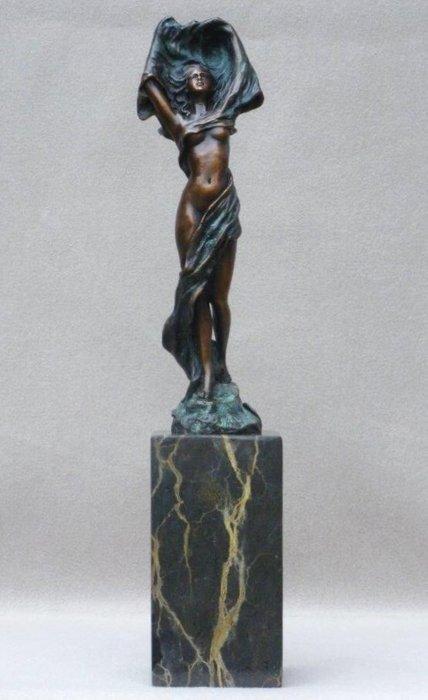 Sculpture, Scarf Dancer - 4 kg - 36 cm - Bronze patiné, Antiquités & Art, Curiosités & Brocante