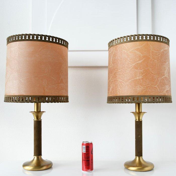 Tafellamp (2) - Messing, Metaal, Leder, Een prachtige set, Maison & Meubles, Maison & Meubles | Autre