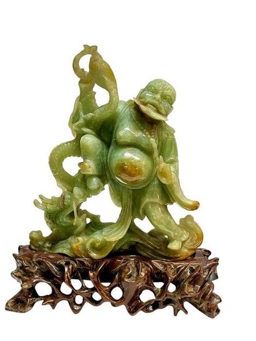 Onsterfelijk met de draak - hardsteen - China - Einde 19e -, Antiek en Kunst, Antiek | Overige Antiek