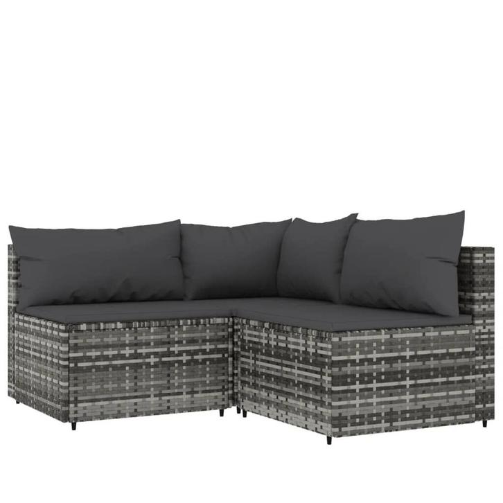 Lounge Set Poly Rattan Grijs | Tweede Kansje | -40% Korting, Tuin en Terras, Tuinsets en Loungesets, Bank, Nieuw, Rotan, Loungeset