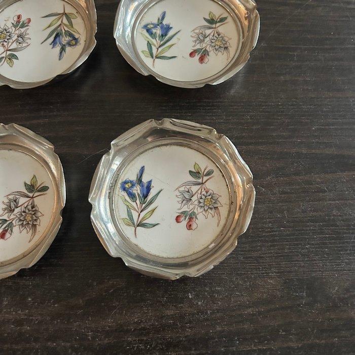 Onderzetter - Aardewerk, Metaal - 6 porselein onderzetters, Antiek en Kunst, Antiek | Meubels | Tafels