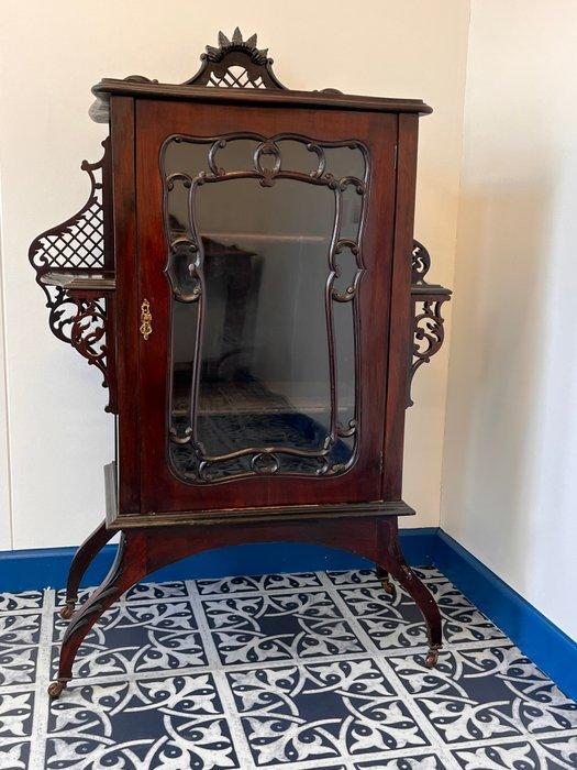 Vitrinekast - Glas, Mahonie - Mahonie vitrinekast, Antiek en Kunst, Curiosa en Brocante