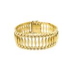 Gouden fantasie schakel armband | 17,5 cm (luxe armband), Ophalen of Verzenden, Gebruikt, Overige kleuren, Goud