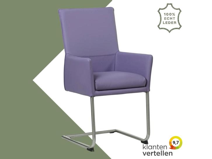 Leren eetkamerstoel Rumor - Toledo Lila (lichtpaars) -, Huis en Inrichting, Stoelen, Overige kleuren, Eén, Nieuw, Leer, Ophalen of Verzenden