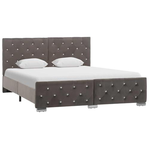 vidaXL Bedframe fluweel grijs 140x200 cm, Huis en Inrichting, Slaapkamer | Bedden, Nieuw, Verzenden