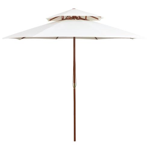 vidaXL Dubbeldekker parasol 270x270 cm houten paal crèmewit, Tuin en Terras, Parasols, Nieuw, Verzenden