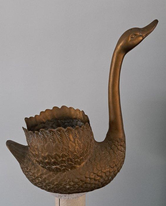 Beeld, Vintage koperen zwaan - 480 mm - Koper, Antiek en Kunst, Curiosa en Brocante
