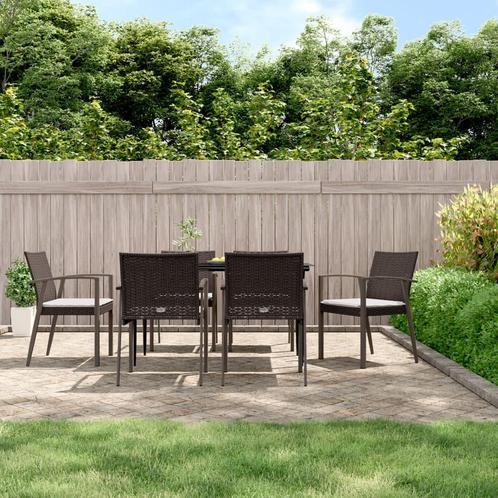 vidaXL Chaises de jardin coussins lot de 6 marron, Jardin & Terrasse, Ensembles de jardin, Neuf, Envoi